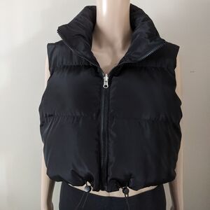 Puffer Black Winter Vest Jacket, Women's Small